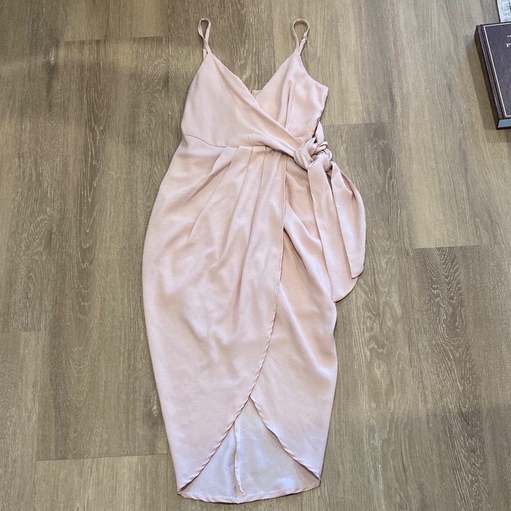 Blush tie front dress